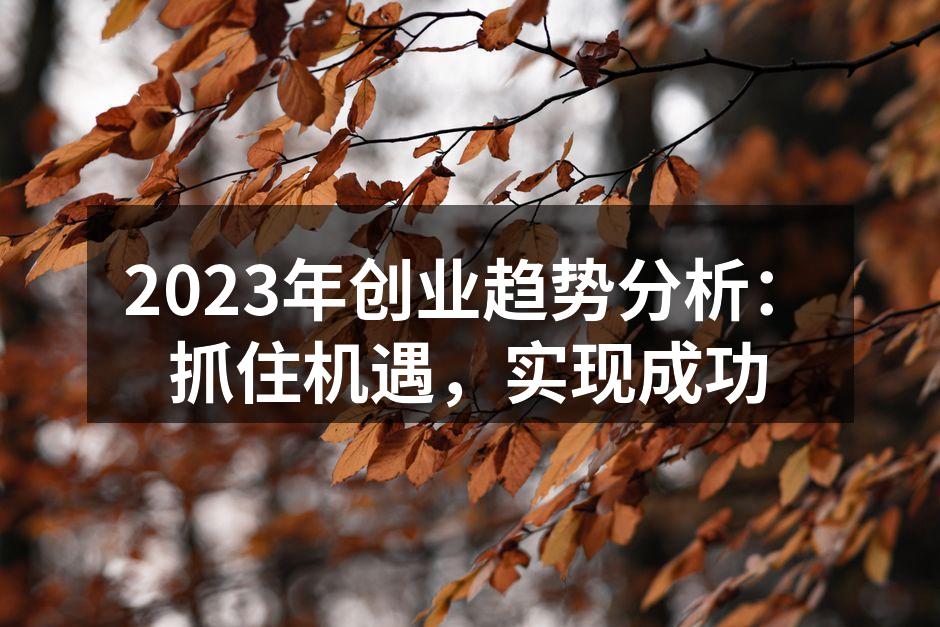 2023年创业趋势分析：抓住机遇，实现成功